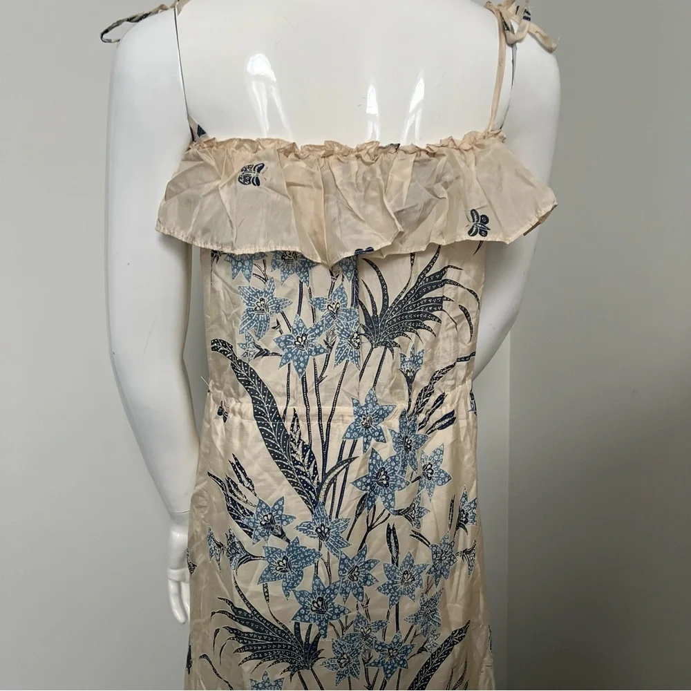 Zara 100% Silk Blue Floral Midi Sundress | Boho Summer Dress | XS - Picture 8 of 12